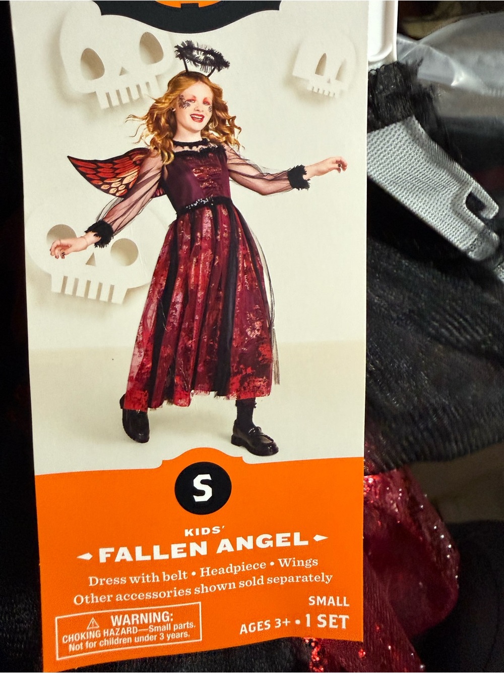 Kids' Fallen Angel Costume - Burgundy/Black (Small)